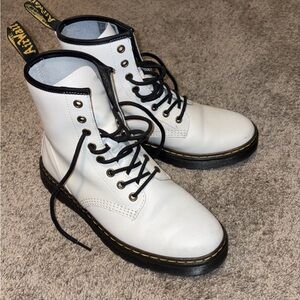 Dr. Martens White and Black Lace-Up Boots